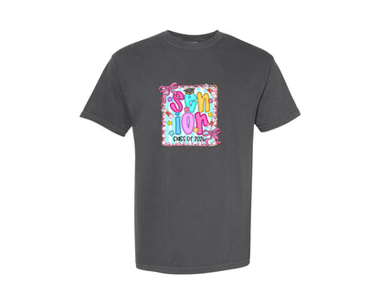 brand:Comfort Colors|color:Pepper|Preppy Senior 2026 Senior Coquette Graphic T-Shirt