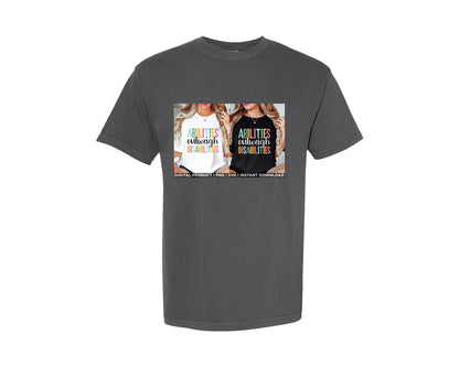 brand:Comfort Colors|color:Pepper|Abilities Outweigh Disabilities Autism Graphic T-Shirt