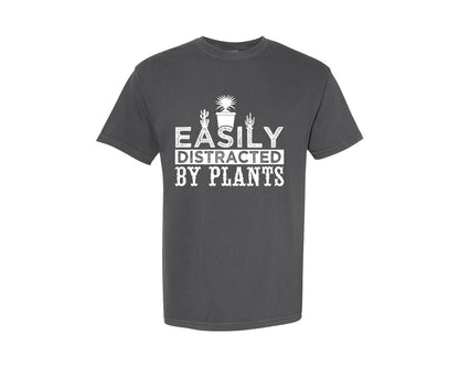 brand:Comfort Colors|color:Pepper|Vector Easily Distracted By Plants Tshir Graphic T-Shirt