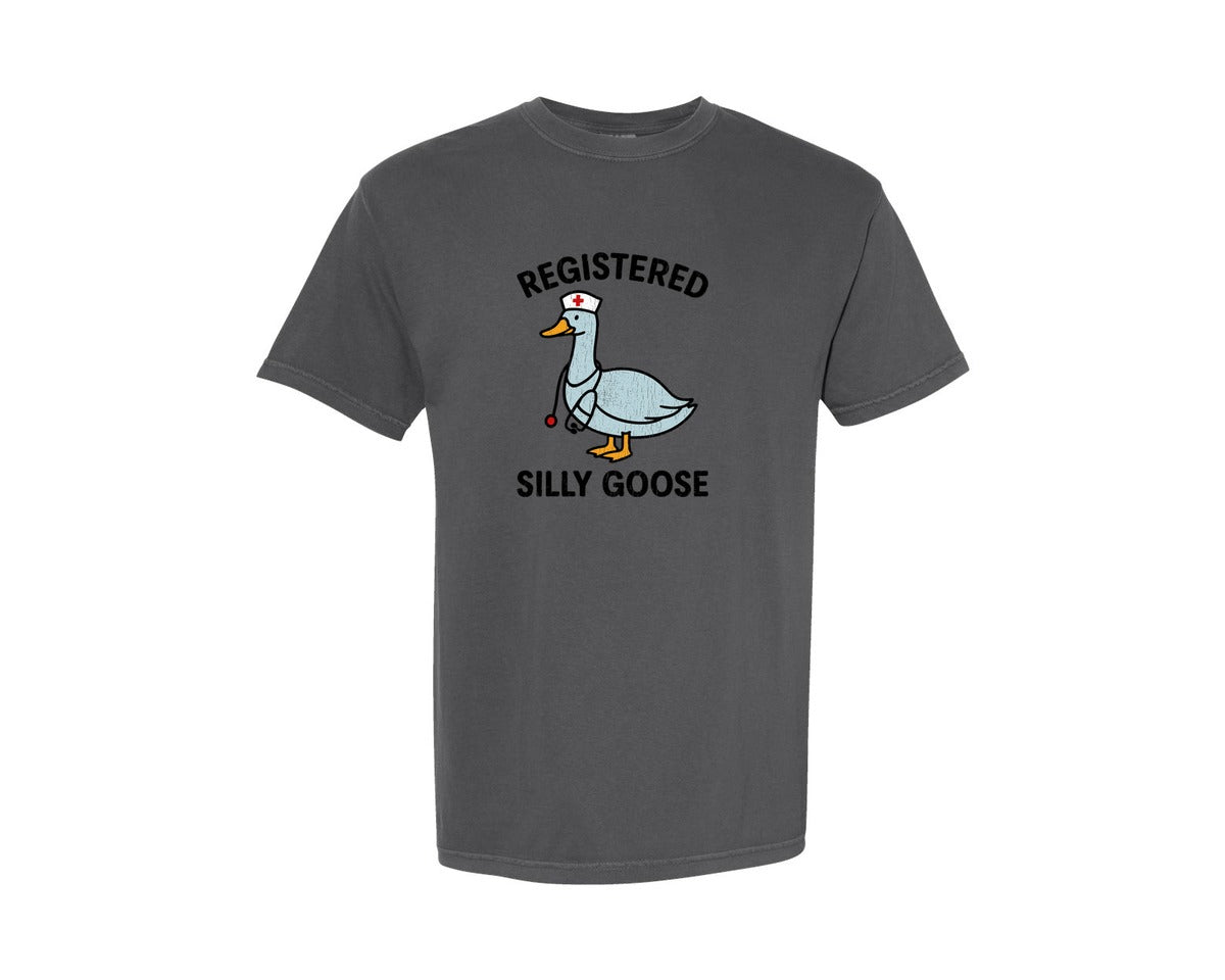 brand:Comfort Colors|color:Pepper|Registered Silly Goose Funny Nurse Life Graphic T-Shirt