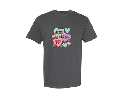 brand:Comfort Colors|color:Pepper|Christian Valentine Jesus Loves You Graphic T-Shirt