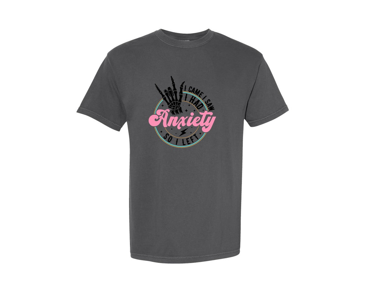 brand:Comfort Colors|color:Pepper|I Came I Saw I Had Anxiety Graphic T-Shirt