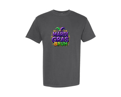 brand:Comfort Colors|color:Pepper|Playful Mardi Gras Font T Shirt Design Graphic T-Shirt