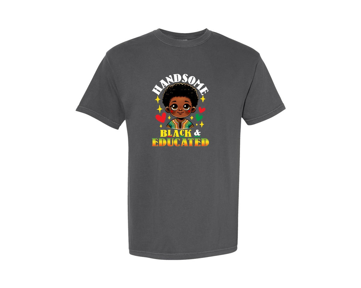 brand:Comfort Colors|color:Pepper|Black Boy Afrocentric Kids Black History Graphic T-Shirt