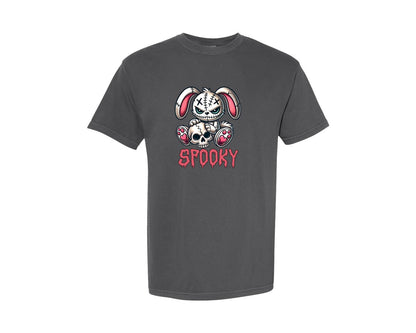 brand:Comfort Colors|color:Pepper|Spooky Voodoo Bunny Halloween Print Graphic T-Shirt