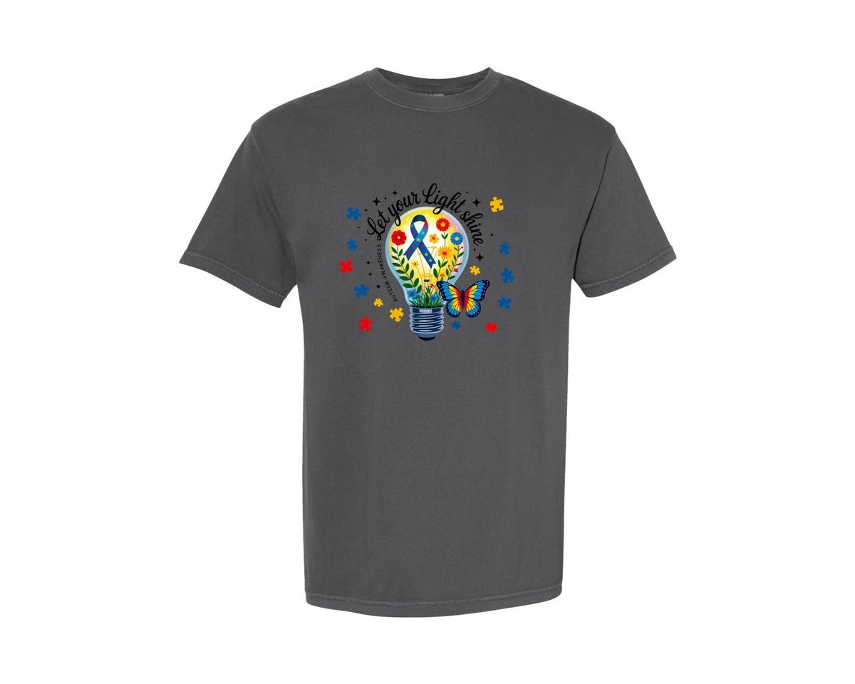 brand:Comfort Colors|color:Pepper|Let Your Light Shine Autism Awareness 4 Graphic T-Shirt
