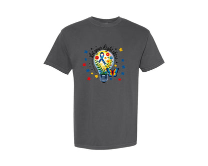 brand:Comfort Colors|color:Pepper|Let Your Light Shine Autism Awareness 4 Graphic T-Shirt