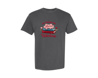 brand:Comfort Colors|color:Pepper|Valentine Book Lover Crochet Graphic T-Shirt