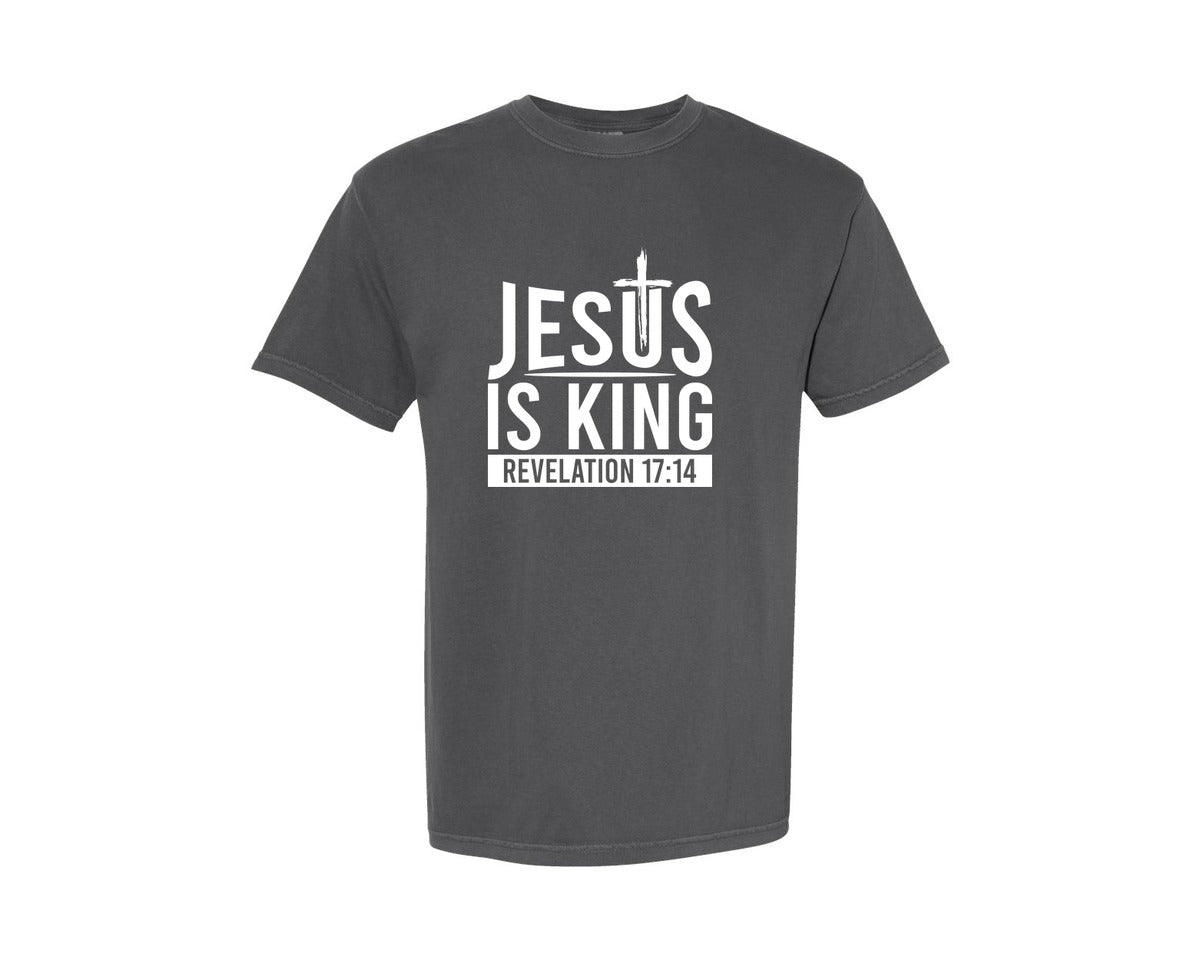 brand:Comfort Colors|color:Pepper|Jesus Is King Revelation Tshirt Design Graphic T-Shirt