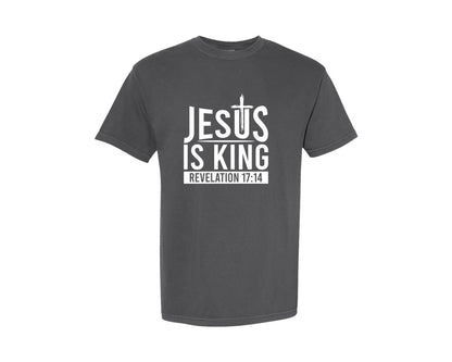 brand:Comfort Colors|color:Pepper|Jesus Is King Revelation Tshirt Design Graphic T-Shirt