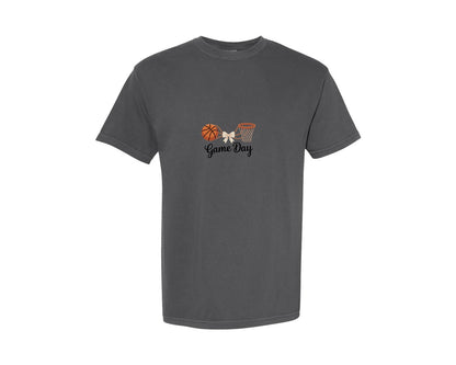 brand:Comfort Colors|color:Pepper|Game Day Basketball Faux Yarn Baske Graphic T-Shirt