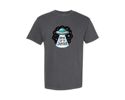 brand:Comfort Colors|color:Pepper|Boys Go To Jupiter Ufo Valentine Day Graphic T-Shirt