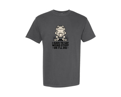 brand:Comfort Colors|color:Pepper|Frog Drinking Coffee Funny T Shirt Graphic T-Shirt