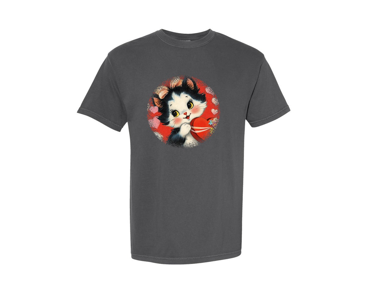 brand:Comfort Colors|color:Pepper|Vintage Valentine Round Tshirt 26 Graphic T-Shirt