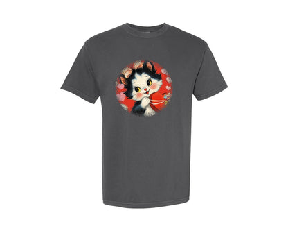brand:Comfort Colors|color:Pepper|Vintage Valentine Round Tshirt 26 Graphic T-Shirt