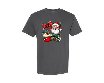brand:Comfort Colors|color:Pepper|Santa Christmas Coquette Graphic T-Shirt