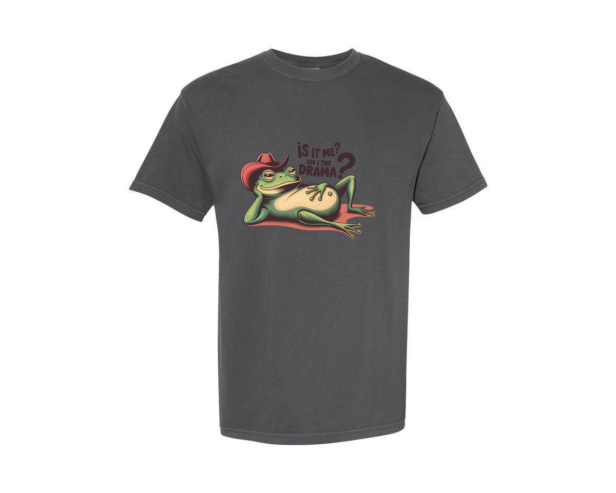 brand:Comfort Colors|color:Pepper|Is It Me Am I The Drama Funny Frog P Graphic T-Shirt