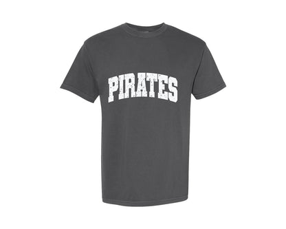 brand:Comfort Colors|color:Pepper|Distressed Pirates Retro Pirate Team Graphic T-Shirt