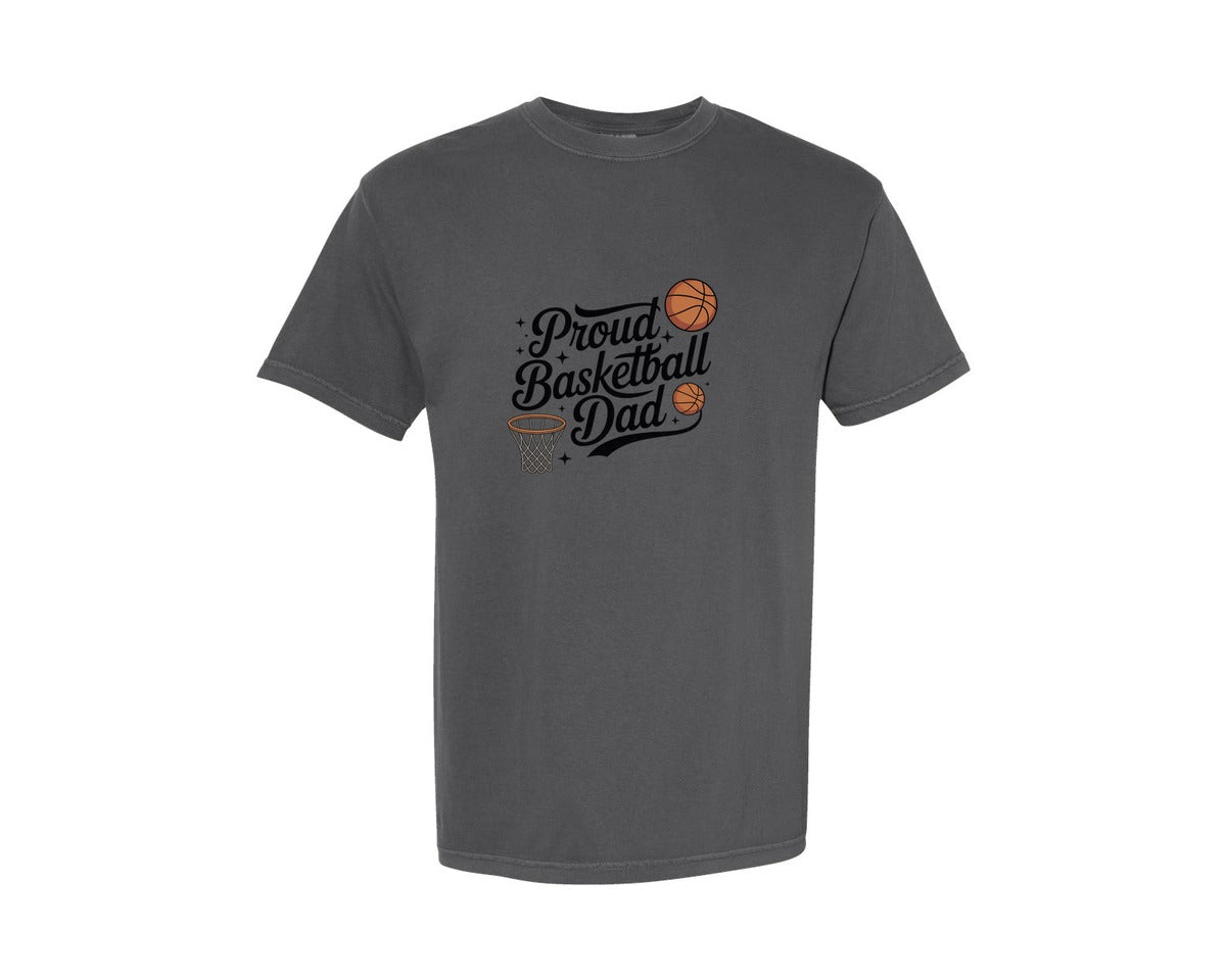 brand:Comfort Colors|color:Pepper|Proud Basketball Dad Graphic T-Shirt
