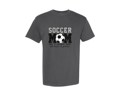 brand:Comfort Colors|color:Pepper|Glitter Soccer Mom Graphic T-Shirt