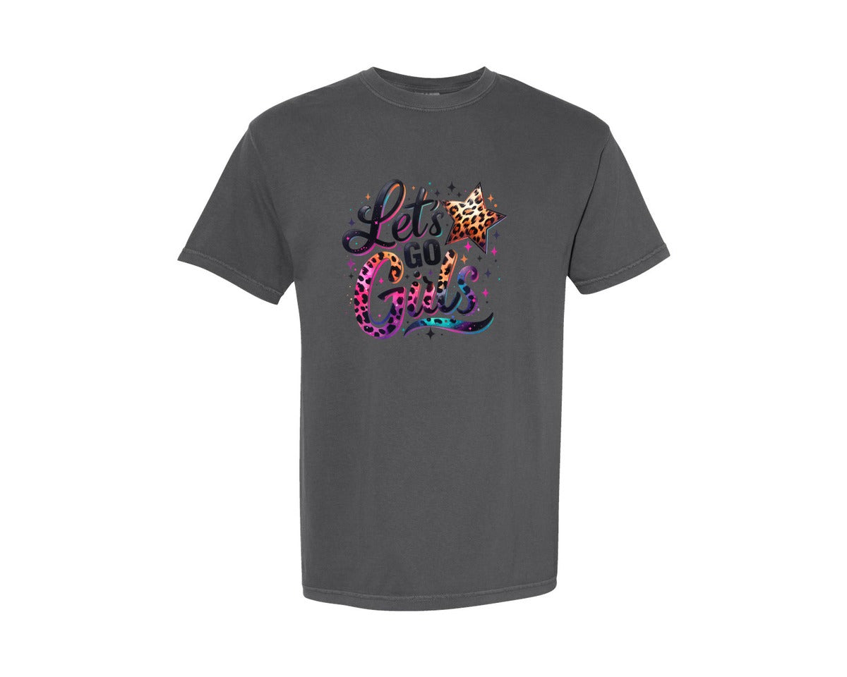 brand:Comfort Colors|color:Pepper|Leopard Star Cowgirl Lets Go Girls Graphic T-Shirt