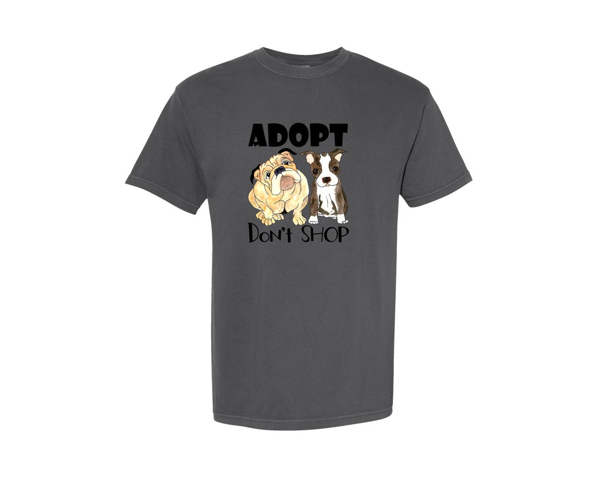 brand:Comfort Colors|color:Pepper|Adopt Dont Shop Dogs Print Graphic T-Shirt