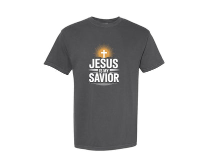 brand:Comfort Colors|color:Pepper|Jesus Is My Savior T Shirt Graphic T-Shirt
