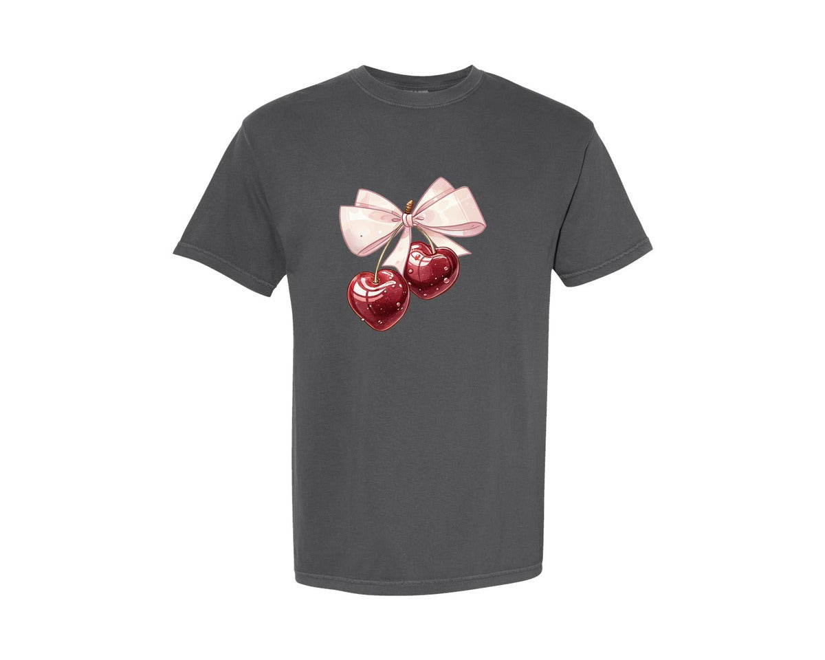 brand:Comfort Colors|color:Pepper|Cherry Love Pngpink Coquette Valentine Graphic T-Shirt