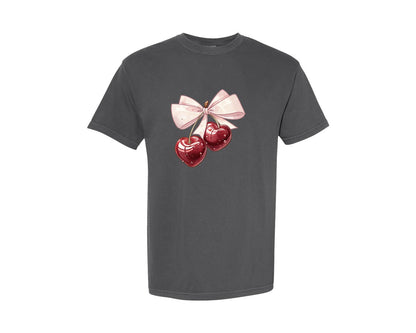 brand:Comfort Colors|color:Pepper|Cherry Love Pngpink Coquette Valentine Graphic T-Shirt