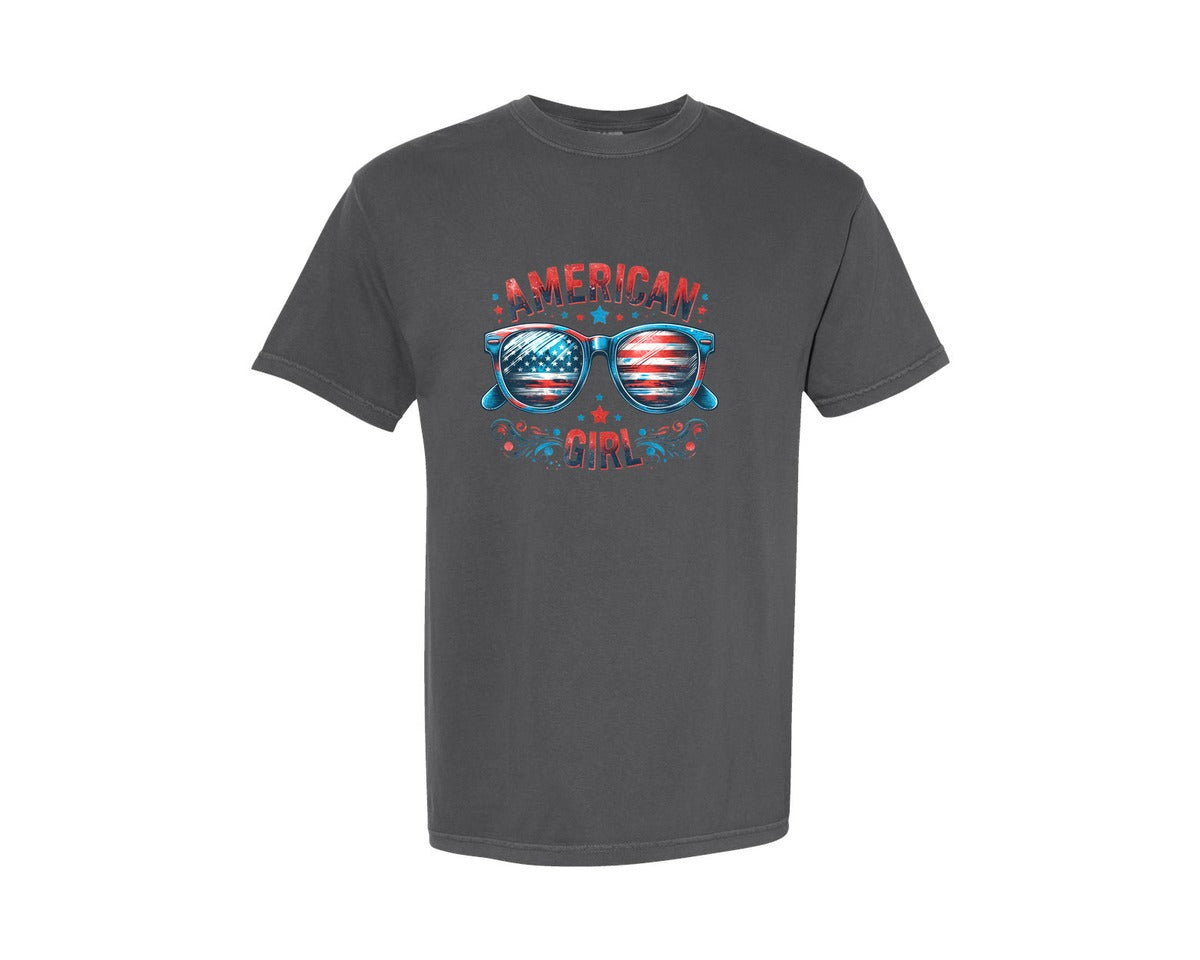 brand:Comfort Colors|color:Pepper|American Girl 4Th Of July Patriotic Graphic T-Shirt