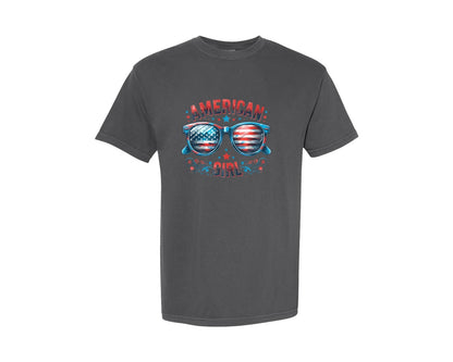 brand:Comfort Colors|color:Pepper|American Girl 4Th Of July Patriotic Graphic T-Shirt