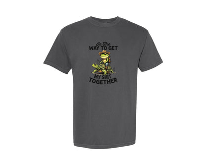 brand:Comfort Colors|color:Pepper|Western Cowboy Funny Frog Turtle Graphic T-Shirt