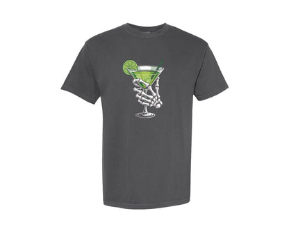 brand:Comfort Colors|color:Pepper|Skeleton Margarita Spooky Cocktail Graphic T-Shirt