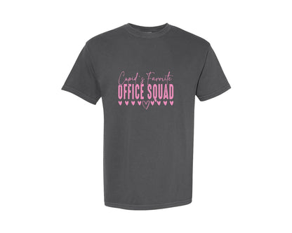 brand:Comfort Colors|color:Pepper|Cupids Favorite Office Squad Valentines Graphic T-Shirt