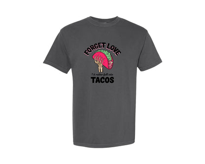 brand:Comfort Colors|color:Pepper|Fall Into Tacos Valentines Day 2 Graphic T-Shirt