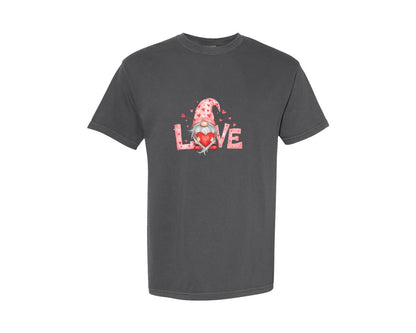 brand:Comfort Colors|color:Pepper|Valentine Gnome Love T Shirt Graphic T-Shirt