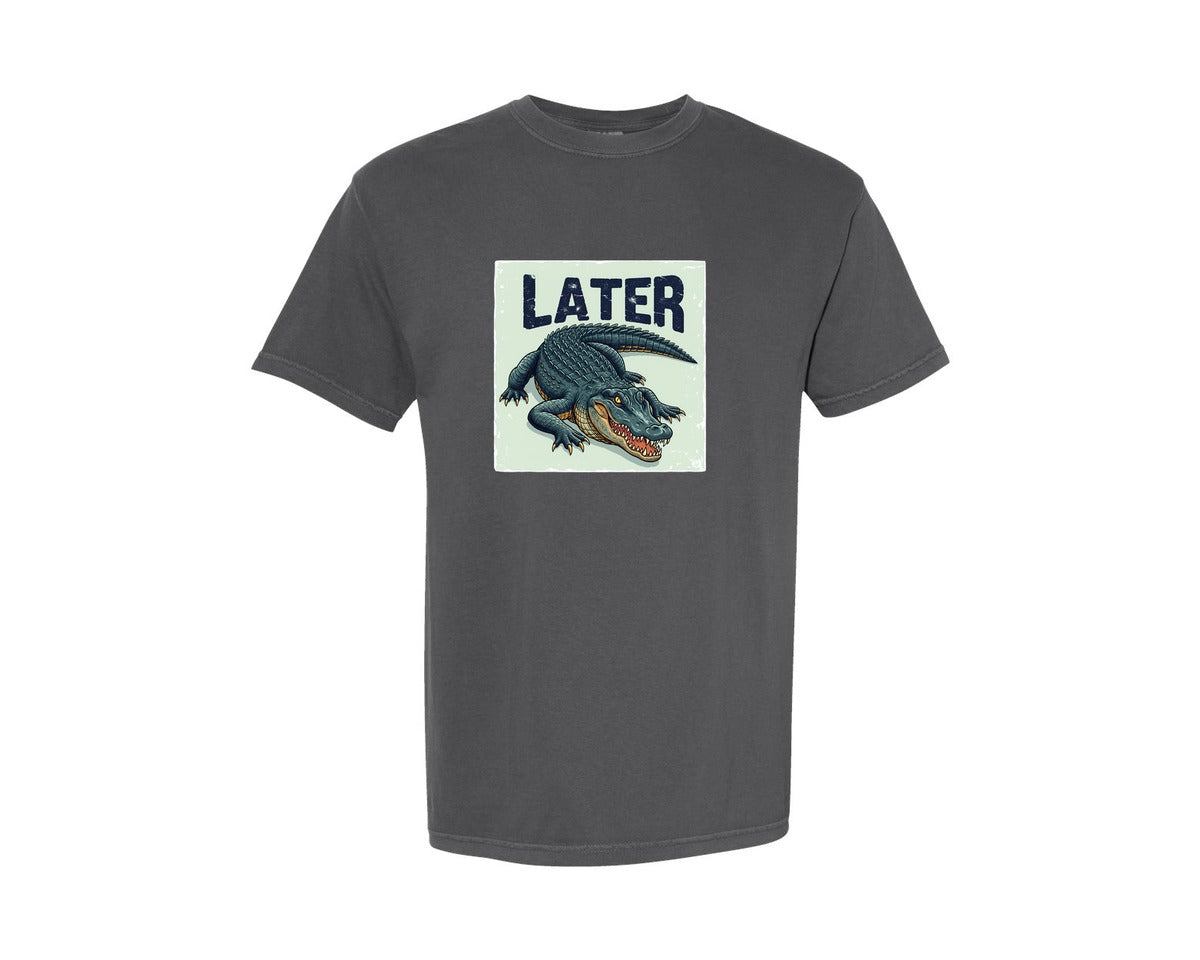 brand:Comfort Colors|color:Pepper|Later Alligator Retro Animal Graphic T-Shirt