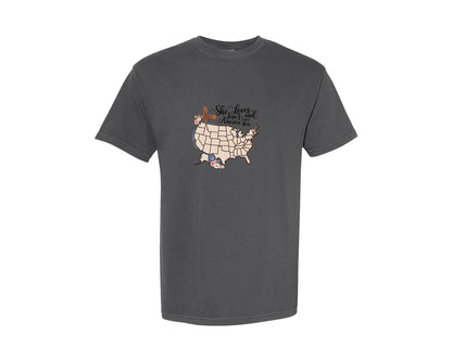 brand:Comfort Colors|color:Pepper|She Loves Jesus And America Too Christ Graphic T-Shirt