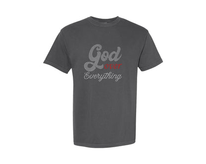 brand:Comfort Colors|color:Pepper|Rhinestone Template God Over Everything 2 Graphic T-Shirt