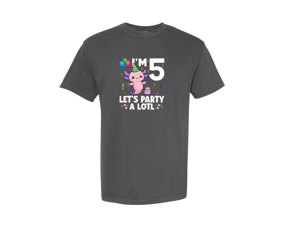 brand:Comfort Colors|color:Pepper|Axolotl 5Th Birthday Party T Shirt 2 Graphic T-Shirt