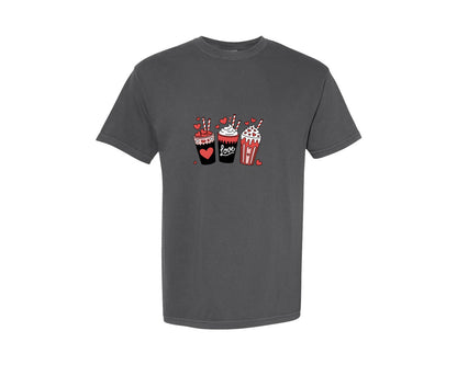 brand:Comfort Colors|color:Pepper|Coffee Latte Valentine 2 Graphic T-Shirt