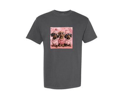 brand:Comfort Colors|color:Pepper|Valentine Dachshund Dog 9 Graphic T-Shirt
