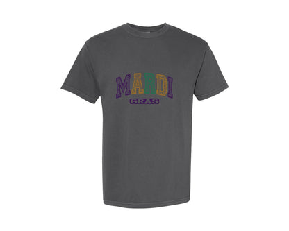 brand:Comfort Colors|color:Pepper|Mardi Gras Mardi Gras Bow Graphic T-Shirt