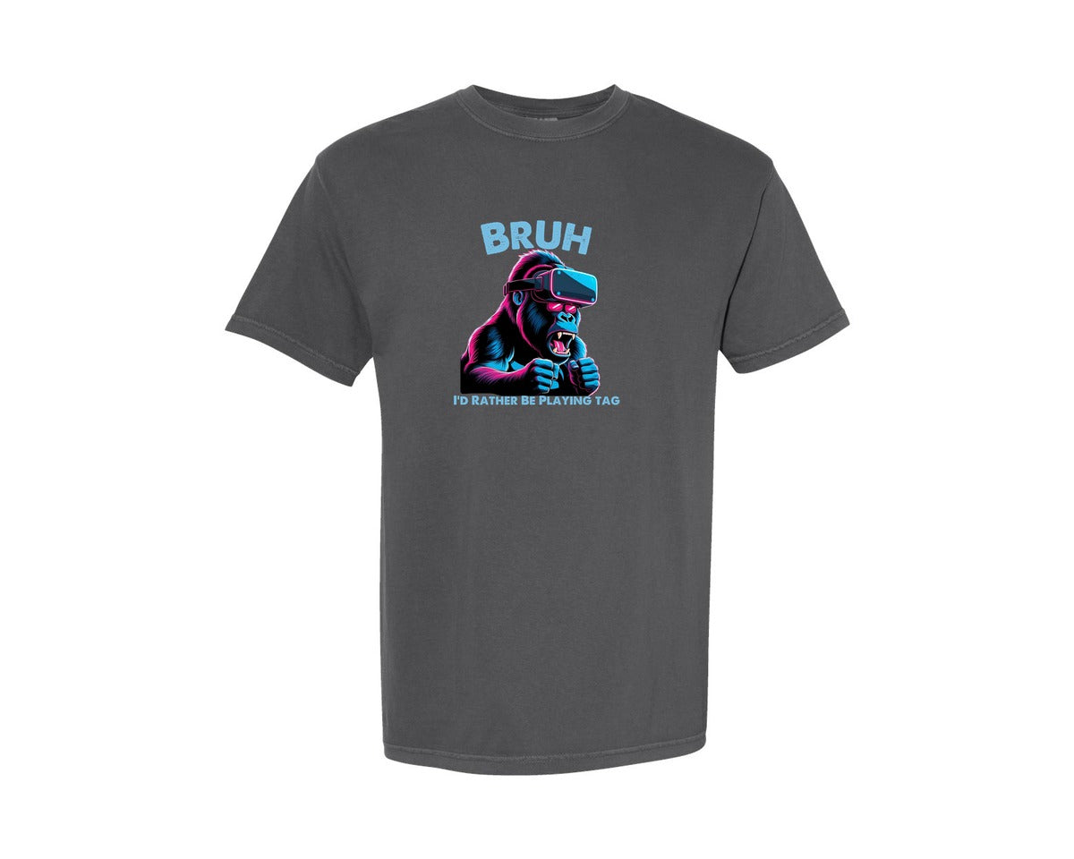 brand:Comfort Colors|color:Pepper|Bruh Id Rather Be Playing Tag T Shirt Graphic T-Shirt