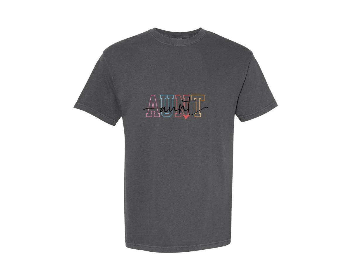 brand:Comfort Colors|color:Pepper|Aunt Aunt Auntie Graphic T-Shirt