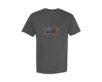 brand:Comfort Colors|color:Pepper|Aunt Aunt Auntie Graphic T-Shirt