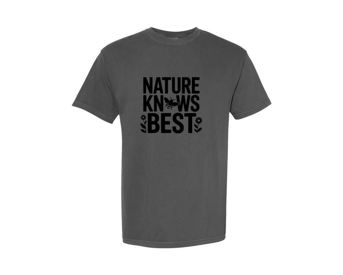 brand:Comfort Colors|color:Pepper|Nature Knows Best Bee Ai Graphic T-Shirt