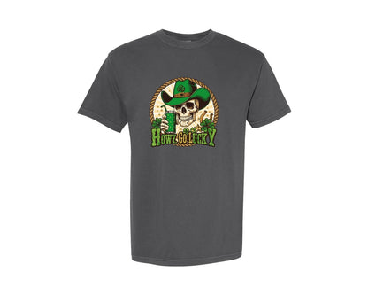 brand:Comfort Colors|color:Pepper|Howdy Go Lucky Western St Patricks Day 4 Graphic T-Shirt