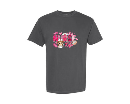 brand:Comfort Colors|color:Pepper|Valentines Day Nurse Life 3 Graphic T-Shirt