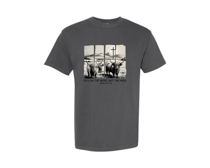 brand:Comfort Colors|color:Pepper|Follow The Word Not The Herd Western 2 Graphic T-Shirt